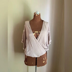 Love Stitch Cream Wrap Blouse